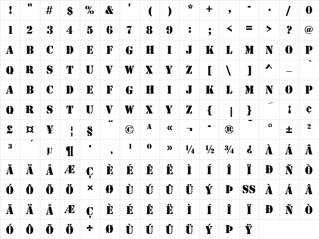Stencil D Regular font glyphpreview