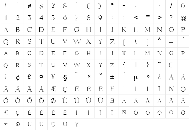 Euboea Regular font glyphpreview