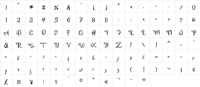Qamari Script Regular font glyphpreview