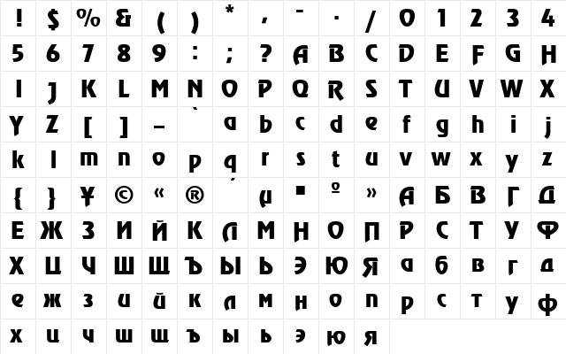 AGRevueCyr-Roman Medium font glyphpreview