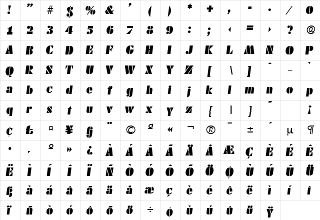 DekoBlack-Serial RegularItalic font glyphpreview