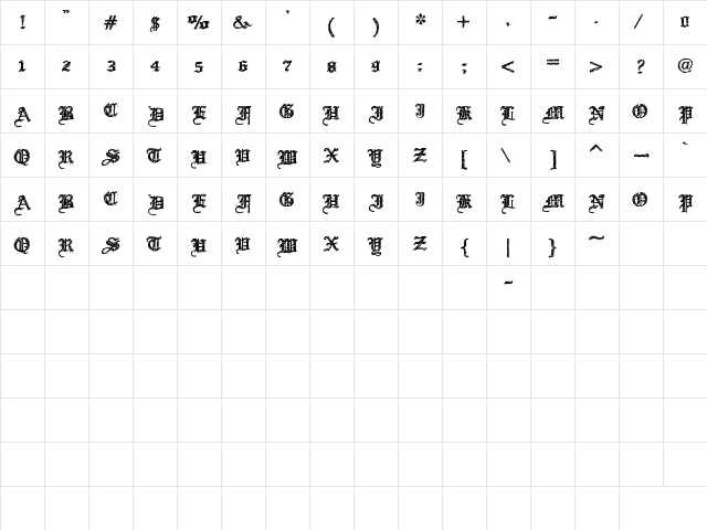 Kingpin DSG Regular font glyphpreview