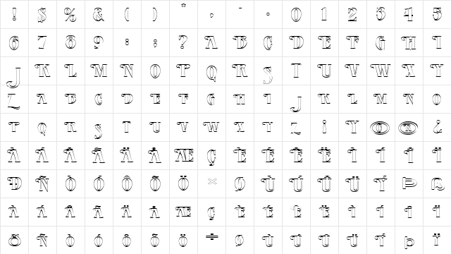 FZ JAZZY 23 HOLLOW EX Normal font glyphpreview