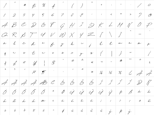 Wish Good Regular font glyphpreview
