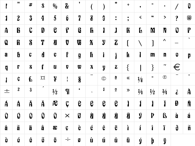 EpicWide Normal font glyphpreview