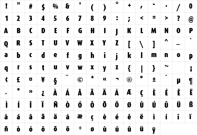 DaxCondensed-Black Regular font glyphpreview