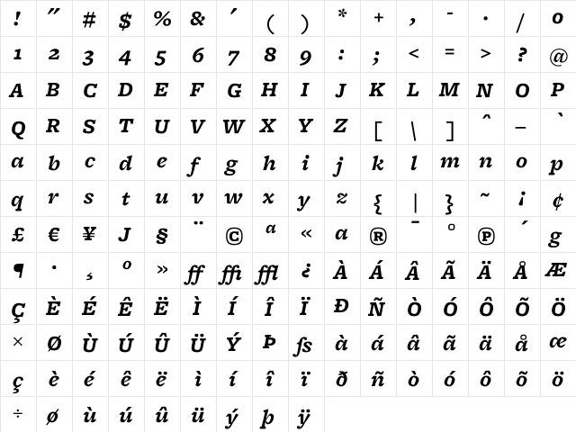 Freight Micro Bold Italic font glyphpreview