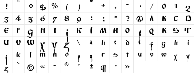 FitaPoluustavC Regular font glyphpreview