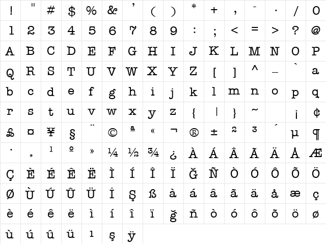 TR Memorandum Plain font glyphpreview