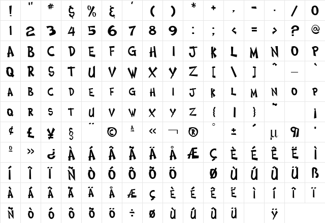 Comic Book Two Regular font glyphpreview