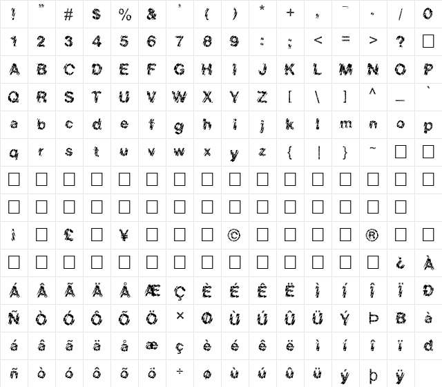 FZ UNIQUE 20 CRACKED Normal font glyphpreview