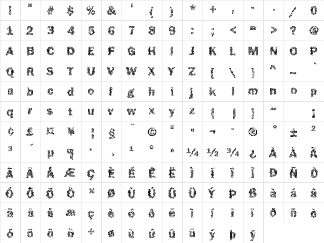 Funky32 Becker Regular font glyphpreview