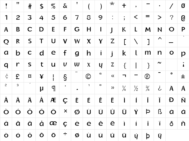 Oak-Ridge Normal font glyphpreview