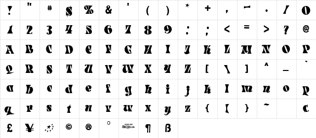 Spacearella Regular font glyphpreview