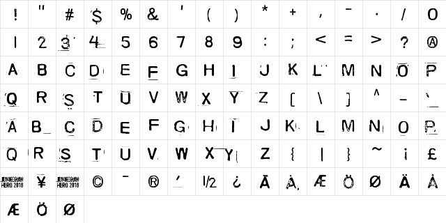 Skriik! Electro-mechanical mach Regular font glyphpreview