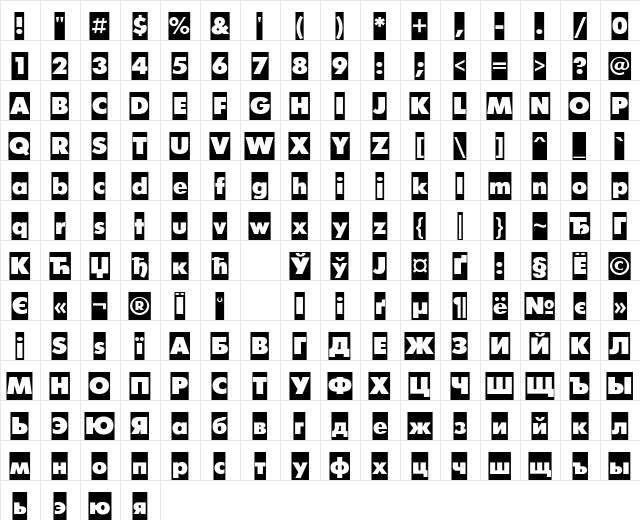 FuturisCameo Cyrillic font glyphpreview