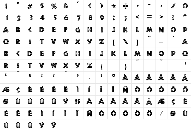 SnakeRiver Regular font glyphpreview
