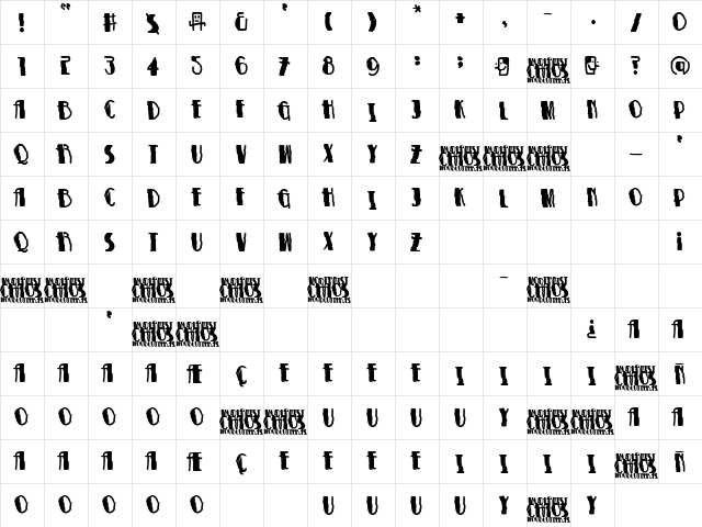modernist chaos Regular font glyphpreview