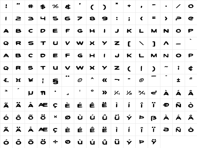 Toon Town Industrial Exp Exp font glyphpreview