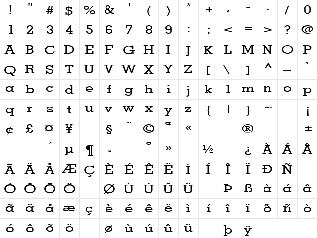 Treaties 7 Regular font glyphpreview