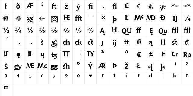 Chianti Ext BT Bold Extension font glyphpreview