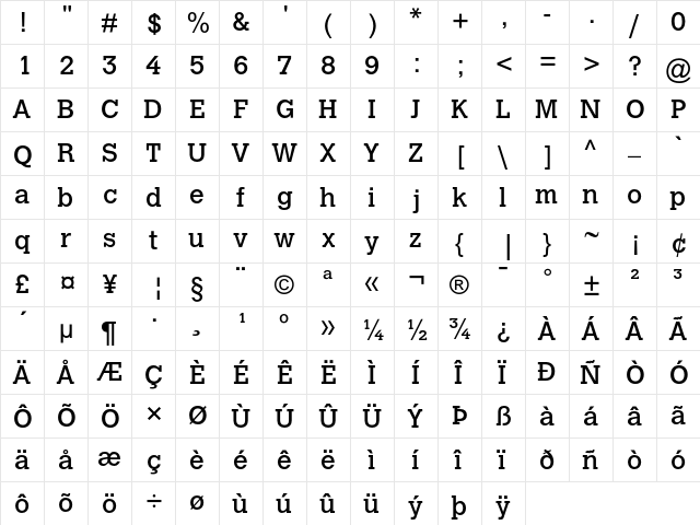 Calvert MT Regular font glyphpreview