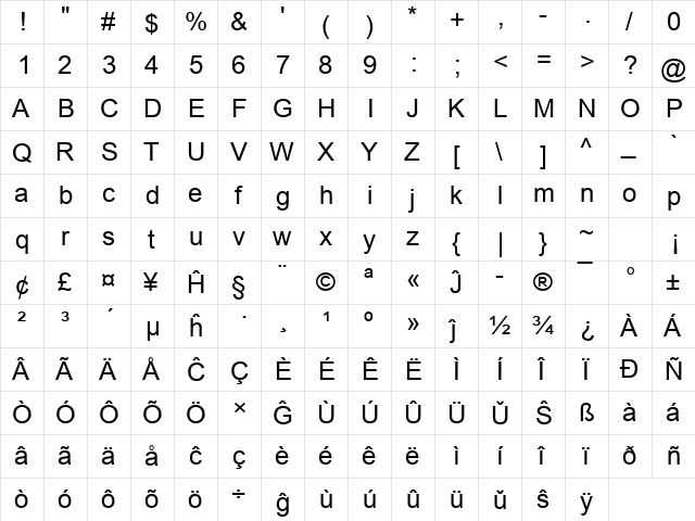 Arial Eo Regular font glyphpreview