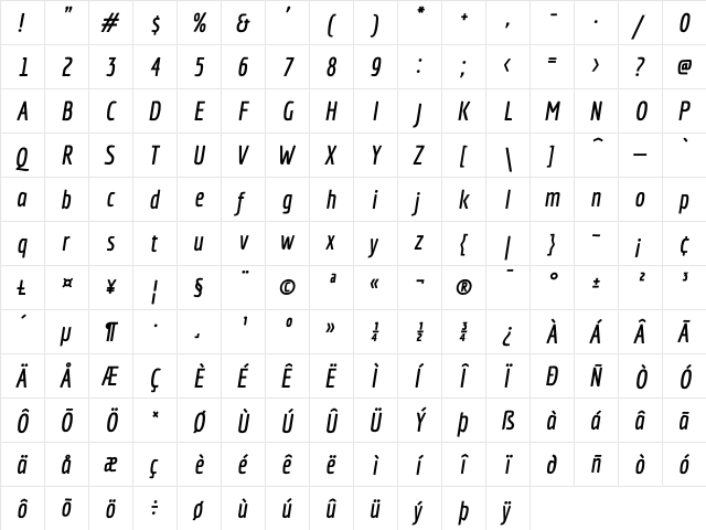 Economica Bold Italic font glyphpreview