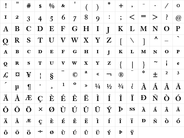 Caslon Book BE Bold font glyphpreview