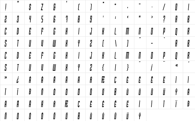 Xray Ted skew Regular font glyphpreview