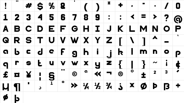 SUPER BOLD Regular font glyphpreview