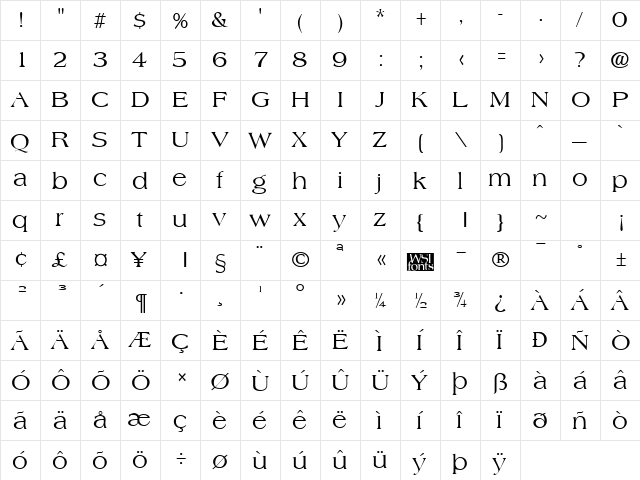 Amphion Regular font glyphpreview