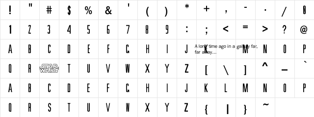 SW Crawl Title Regular font glyphpreview