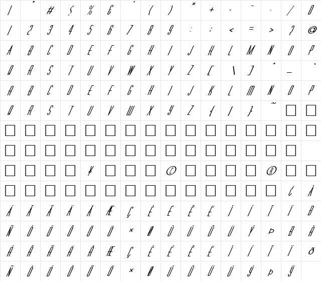 FZ BASIC 40 ITALIC Normal font glyphpreview