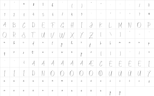 opyright (c) 2018 by Zulkhairi Lettering. All rights reserved. Regular font glyphpreview