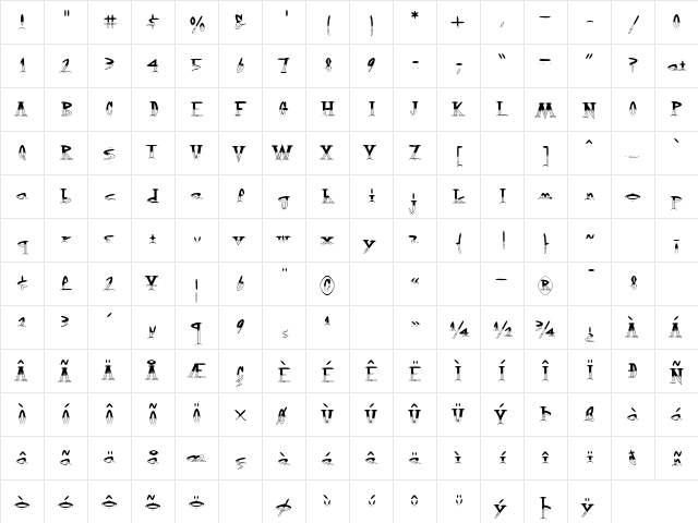 OutwestHalfEmpty Regular font glyphpreview