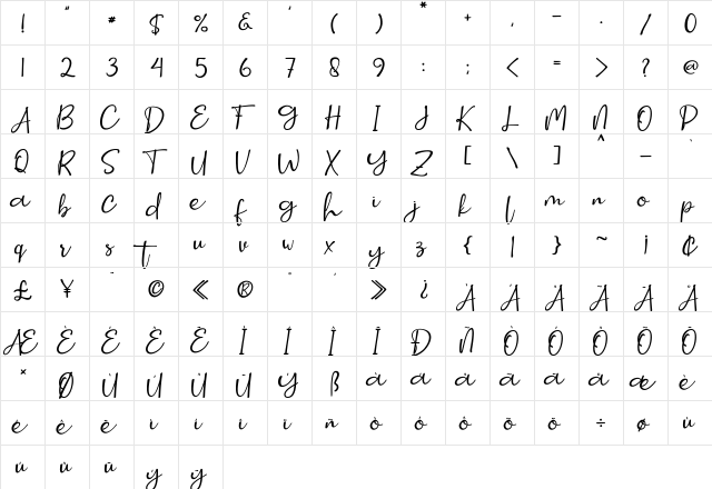 Smitta Bali Regular font glyphpreview