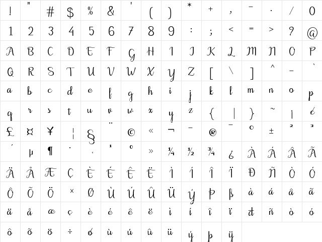 Motira Regular font glyphpreview