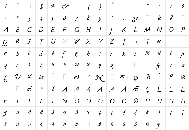 Claude Sans Italic Plain font glyphpreview