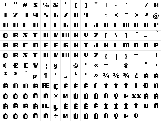 Freezer BTN Wide Regular font glyphpreview