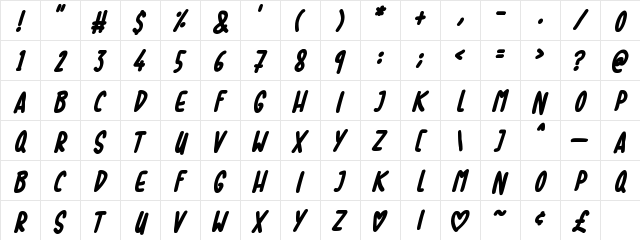 Lovebuzz Regular font glyphpreview