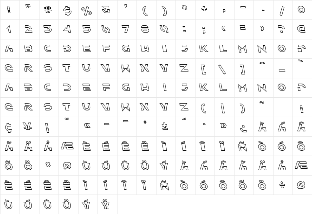 SF Solar Sailer Outline Italic font glyphpreview