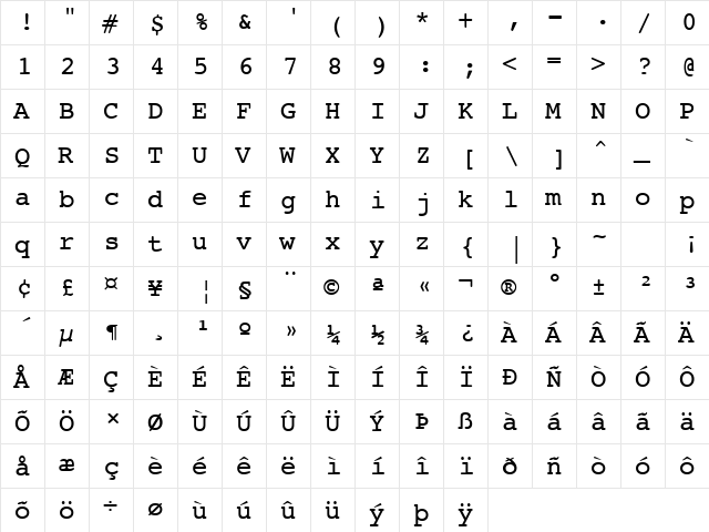 ScreenPlay Regular font glyphpreview