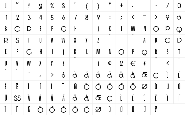 OrganGrinder Regular font glyphpreview