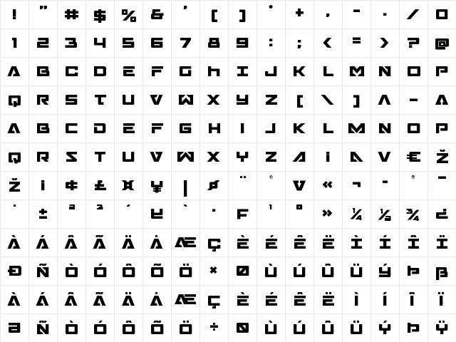 Trans-America Regular font glyphpreview