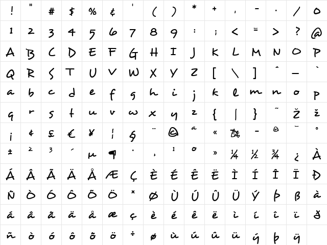 Desyrel Regular font glyphpreview