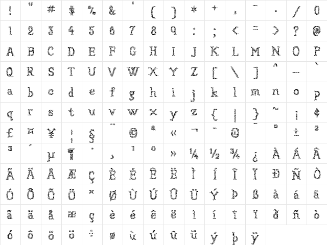 Sun Dried Regular font glyphpreview