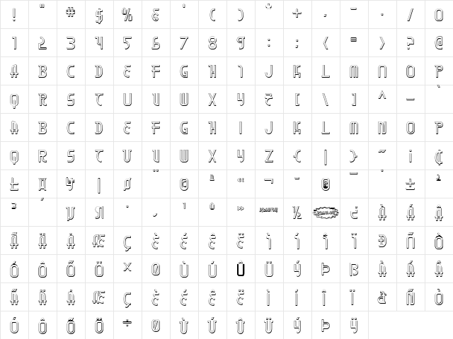 Moon Dart 3D Regular font glyphpreview