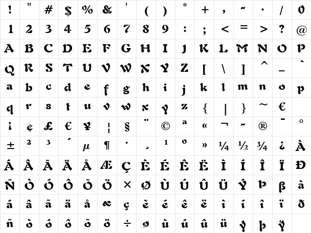 Freefrm721 Blk BT Black font glyphpreview