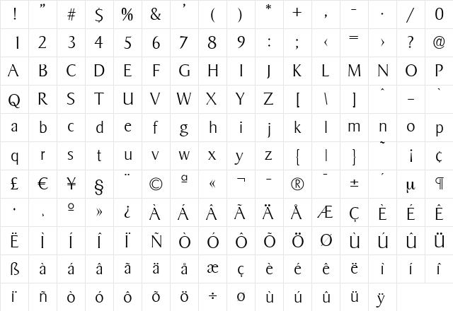 BruceBecker-ExtraLight Regular font glyphpreview